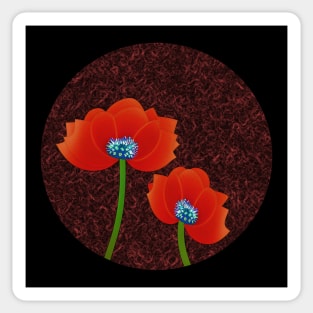 Digital Abstract of Red Poppies Pocket Version (MD23Mrl004) Sticker